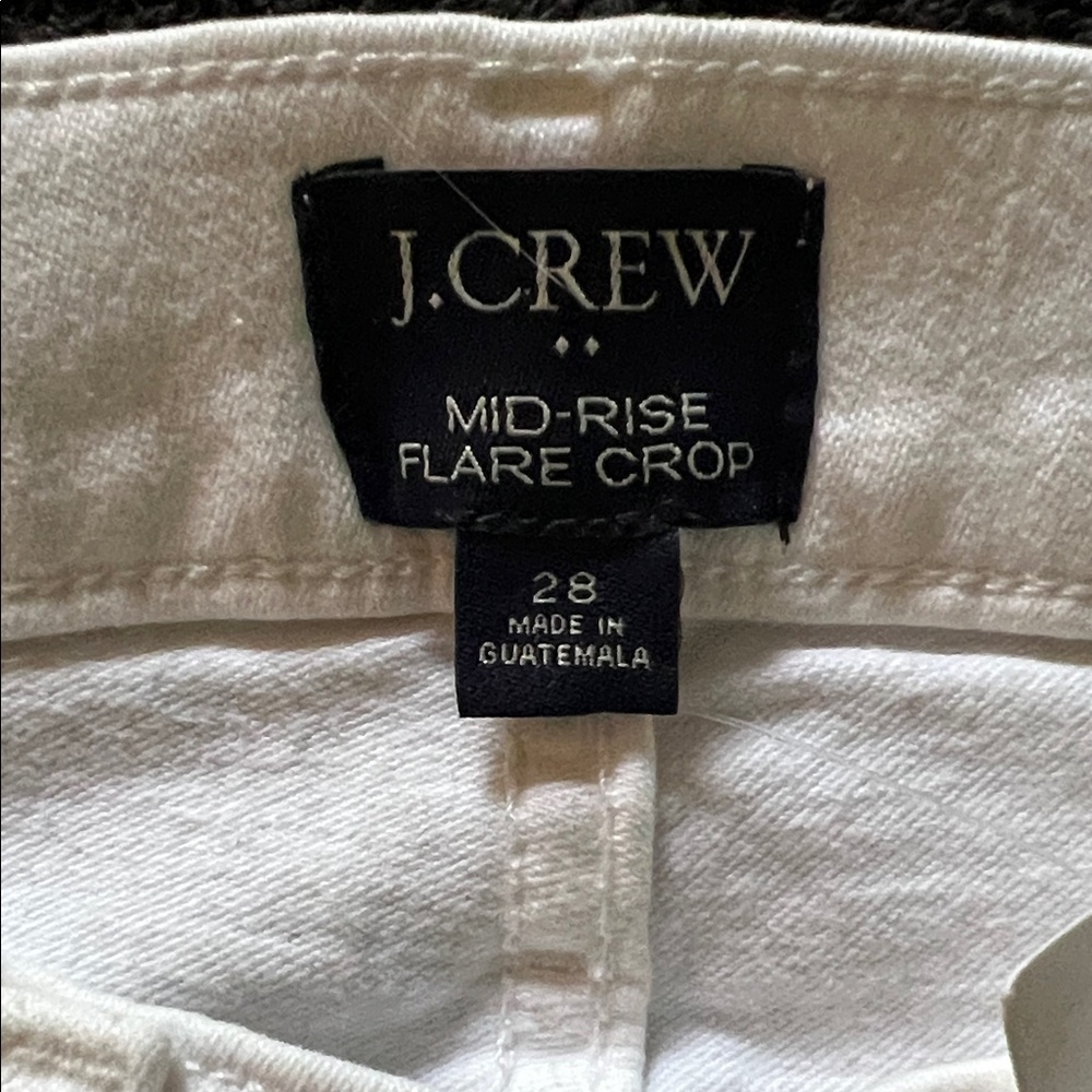 J. Crew White Mid-Rise Flare Crop Jeans 28